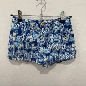 Lilly Pulitzer Elephant Shorts Girls 11 Blue White Summer Spring Preppy Coastal